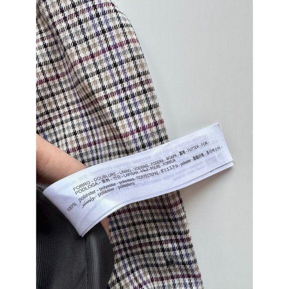 ZARA Grey Brown Check Single Breasted Oversized Boxy Blazer Suit Jacket, Size S - Picture 12 of 14